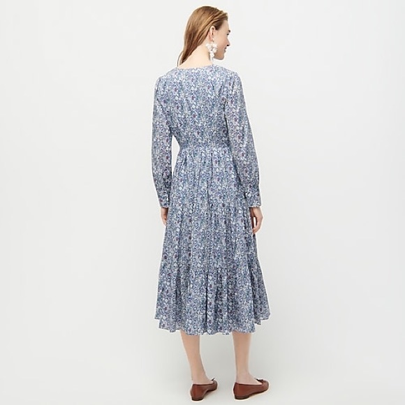 🏷 New J Crew Liberty floral long tiered dress 0 - Picture 2 of 7